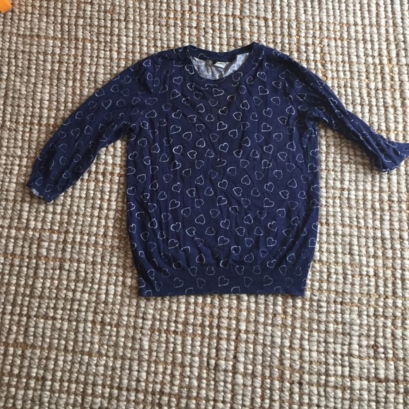 Jcrew Navy Chalkboard Hearts Sweater - Picture 1 of 4